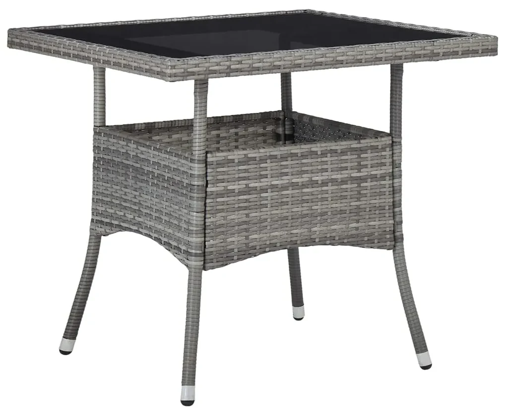 vidaXL 5-delige Tuinset poly rattan en acaciahout grijs