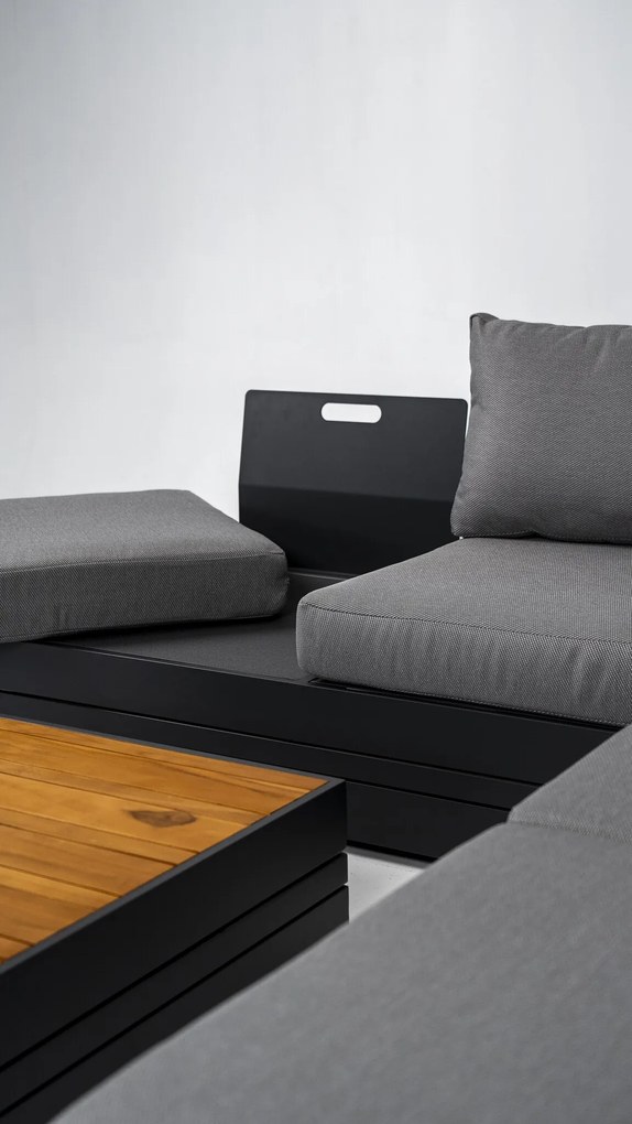 DATHO OUTDOOR Hoek Loungeset - Formentera - Aluminium - Teak - Smoked Grey - Datho Outdoor