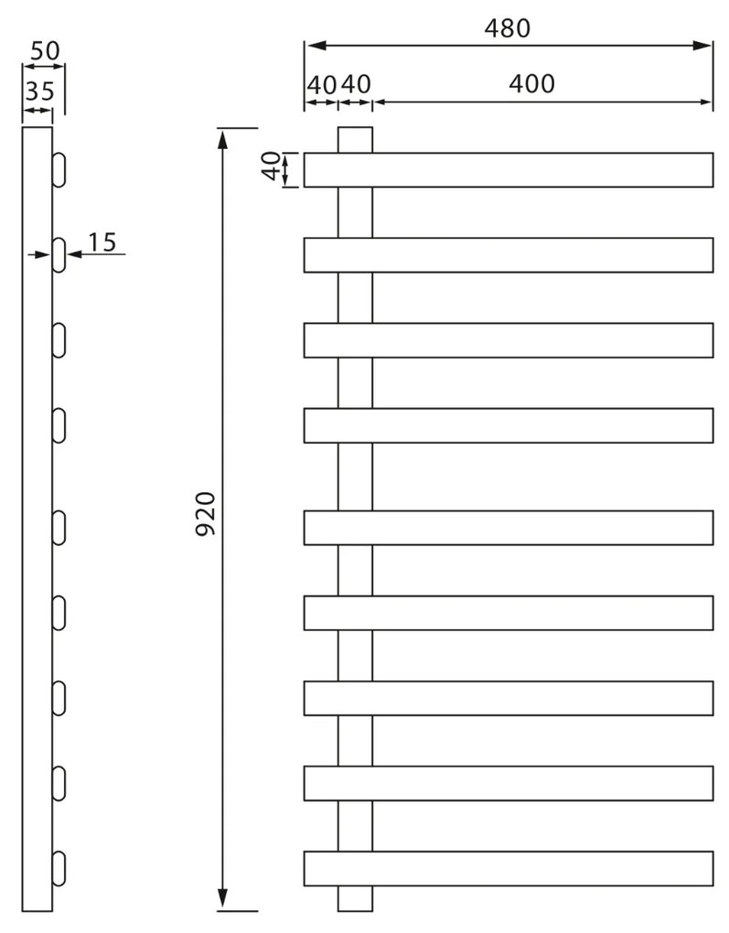 Sapho Elcor elektrische radiator mat zwart 48x92cm 128W