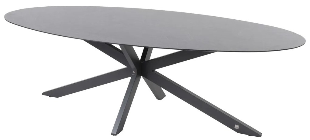 4 Seasons Outdoor Privada tafel met ellips HPL blad slate anthracite 240 x 107 cm      antraciet weerbestendig