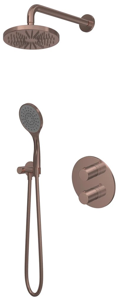 Hotbath Buddy IBS12A inbouw regendouche 25cm met 3 standen handdouche en glijstang geborsteld koper PVD
