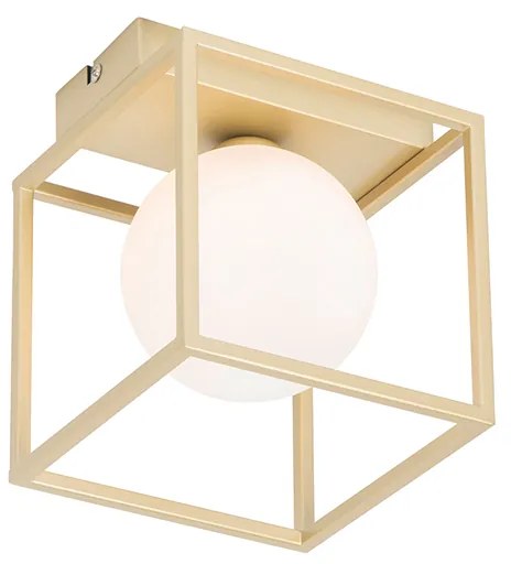 Design plafondlamp goud met wit glas - Aniek