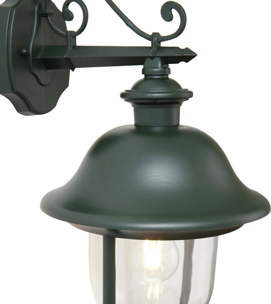 Klassieke buiten wandlamp donkergroen met helder glas - Genoa