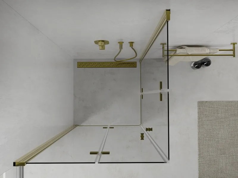 Mexen Lima Duo douchecabine vouwbaar 90 x 90 cm, transparant, goud - 856-090-090-50-00-02