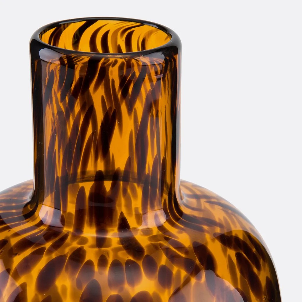 Vaas in amberkleurig glas H30cm, Fauvita