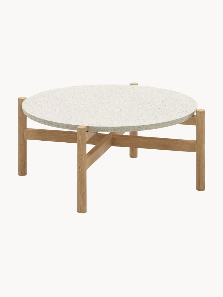 Ronde tuintafel Pola van terrazzo en eucalyptushout
