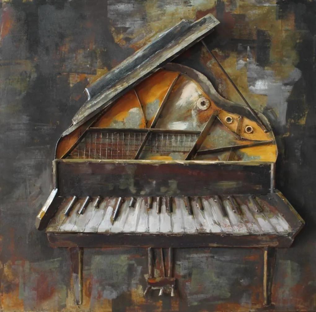 Schilderij - Metaalschilderij - Piano, 60x60cm