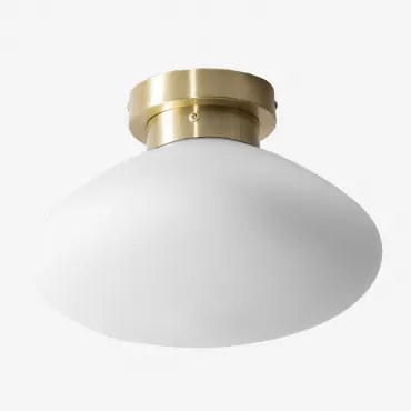 Ronde Plafondlamp Ø30 Cm Van Ijzer En Glas Diribe Goud - Sklum
