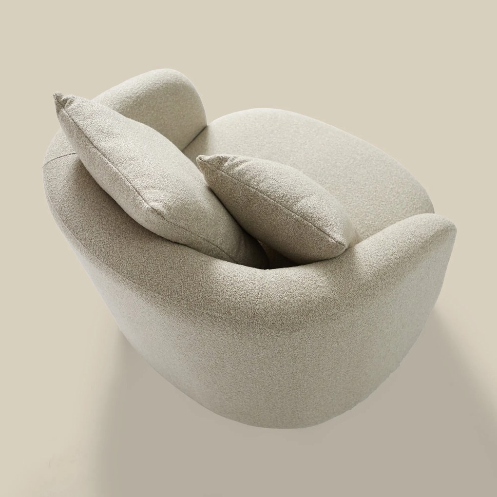 Grote Fauteuil Rond Met Kussens Beige
