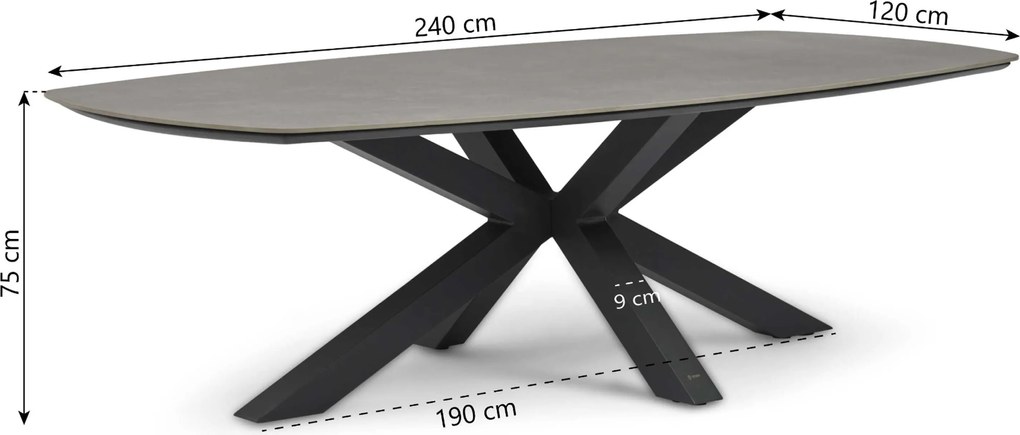 Tuinset 6 personen 240 cm Aluminium Grijs Lifestyle Garden Furniture Vivaro/Voyage