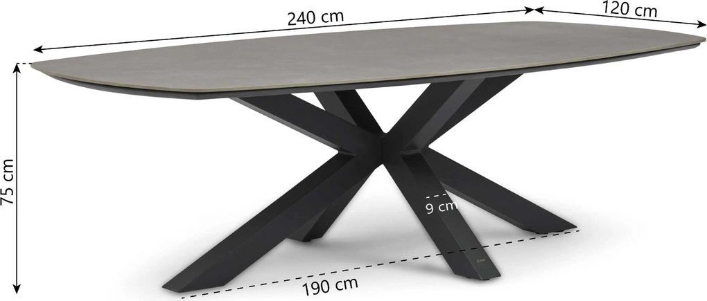 Tuinset 6 personen 240 cm Rope Grijs Coco Antoni/Voyage
