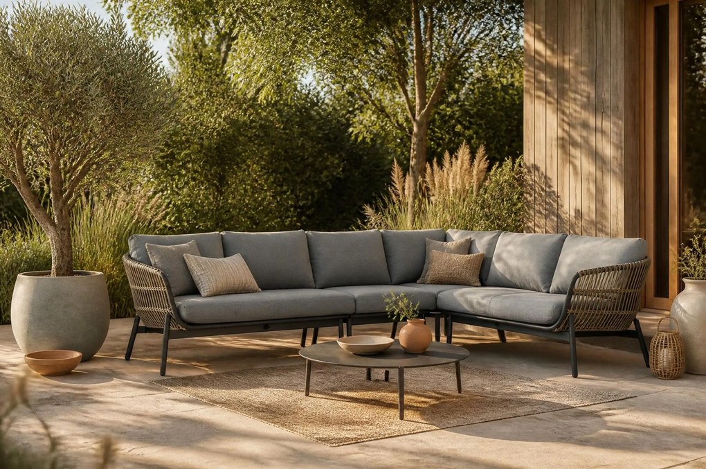 Hoek loungeset 5 personen Aluminium/wicker Taupe Coco Nathan/Pacific