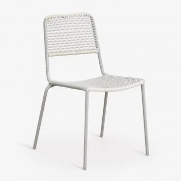 Stapelbare Set Van 4 Tuinstoelen Van Staal En Synthetisch Riet Veyra Groen – Khaki - Sklum