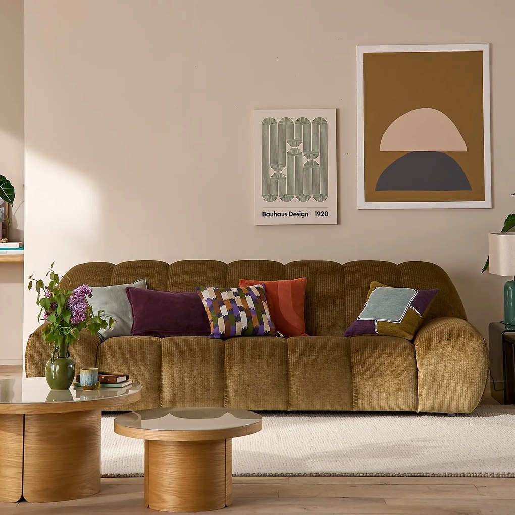 Bank, 4-zit, in vintage ribfluweel, Nuria