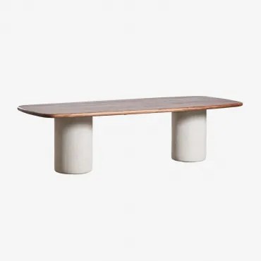 Rectangulaire Eettafel 270x110 Cm Van Acaciahout Bogota Donker Acaciabruin & Lichtgrijs - Sklum