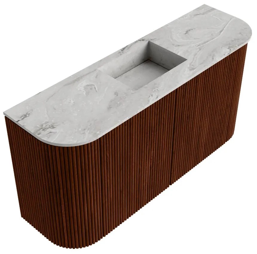 Mondiaz Joya DLux 85cm toiletmeubel ronding links/rechts ruby met wastafel faye midden 1 kraangat glace
