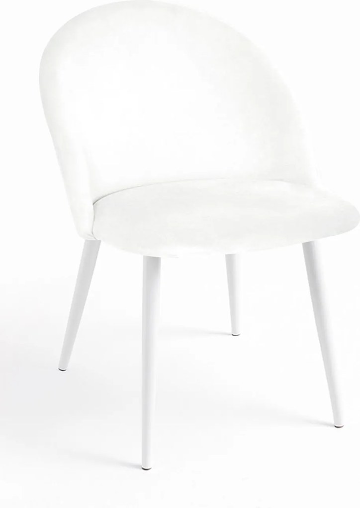 Set 4 White Vint Fluwelen Stoelen