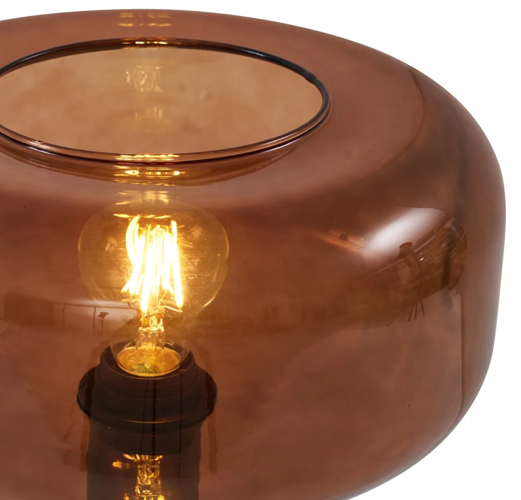 Retro tafellamp zwart met brons glas - Bizle Retro E27 rond Binnenverlichting Lamp
