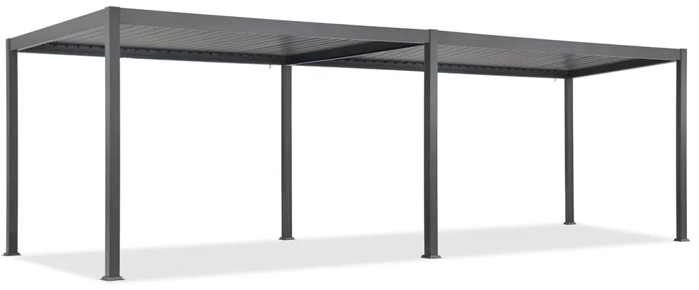 Lagos 3x6 vrijstaande terraspergola met 3m Garden Point antraciet-witte zijrolluiken