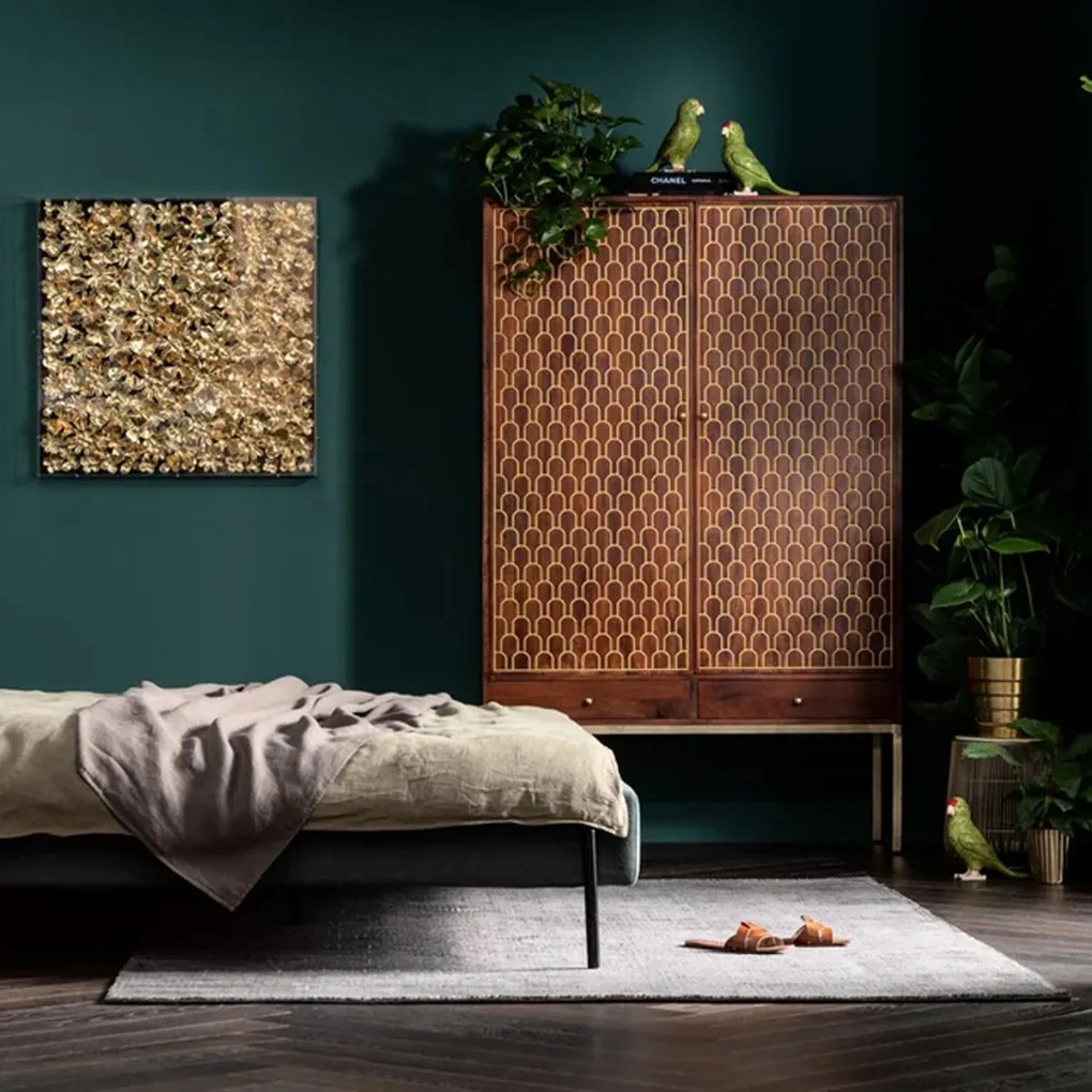 Kledingkast Mangohout Messing - 115x54x180cm.