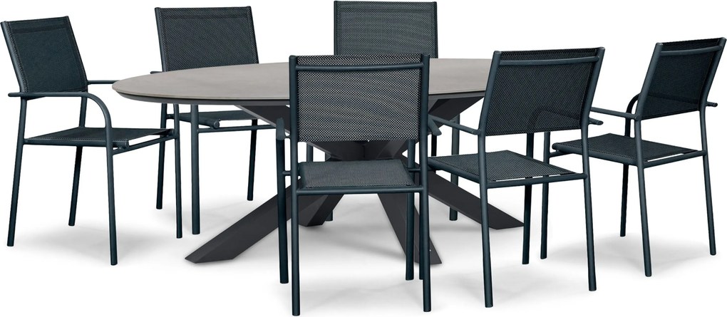 Tuinset 6 personen 240 cm Aluminium Grijs Presto Brentino/Lunea