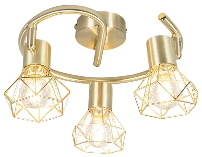 Art Deco Spot / Opbouwspot / Plafondspot messing draai- en kantelbaar 3-lichts - Mosh Modern E14 rond Binnenverlichting Lamp