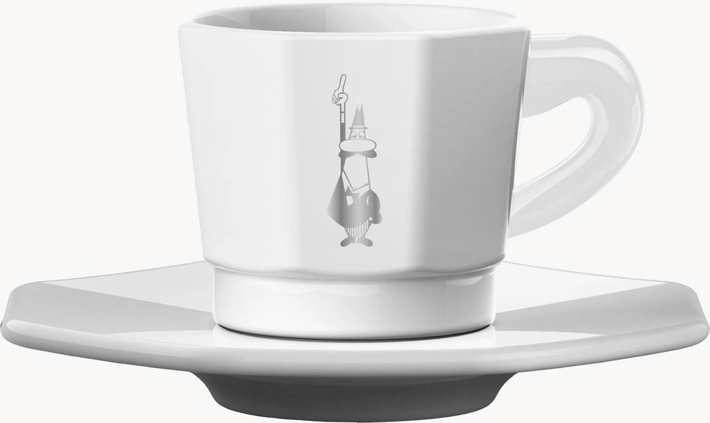 Porseleinen espresso kopjes Octagonal met schoteltjes, 4-delig