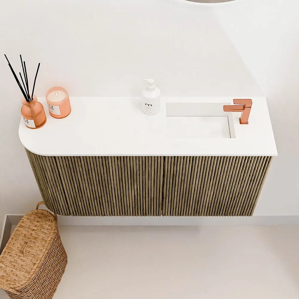 Mondiaz Joya 80cm toiletmeubel ronding links dusk met wastafel faye rechts 1 kraangat talc