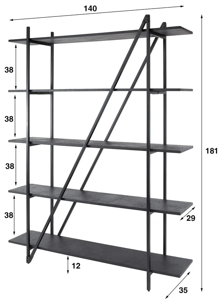 Plankenkast Industrieel Metaal - 140x35x181cm.