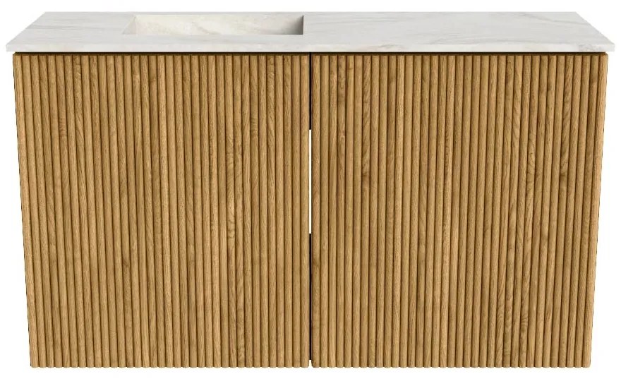 Mondiaz Joya DLux 70cm toiletmeubel oak met wastafel faye links 1 kraangat ostra