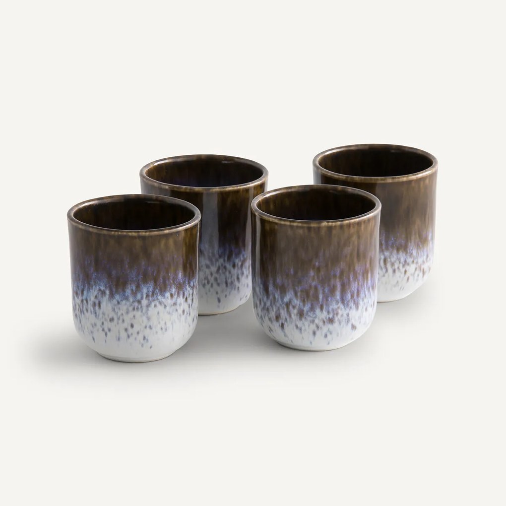Set van 4 kopjes in geëmailleerd aardewerk, Amadora