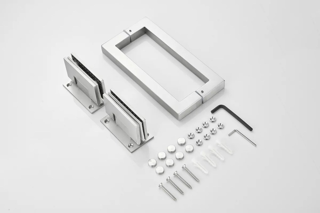 Saniclear Modern scharnieren + handvat voor douchedeur RVS