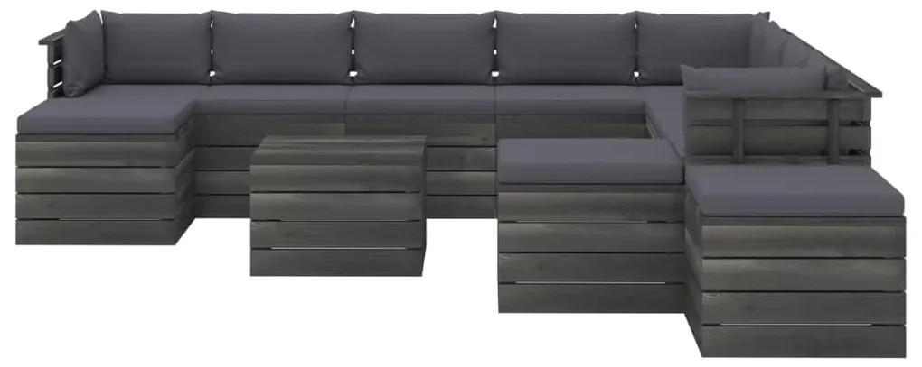 vidaXL 12-delige Loungeset met kussens pallet massief grenenhout