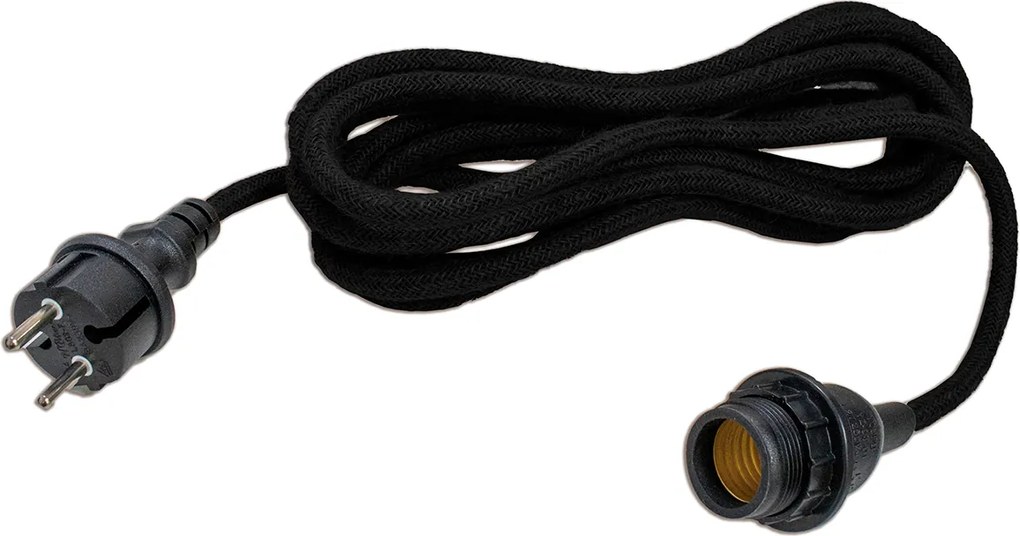 Lichtsnoer zwart met stekker en E27 fitting 5m IP54 - Arteixo