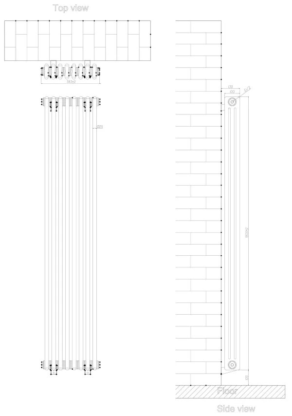 Eastbrook Rivassa 3 koloms radiator 40x180cm staal 2084W brons