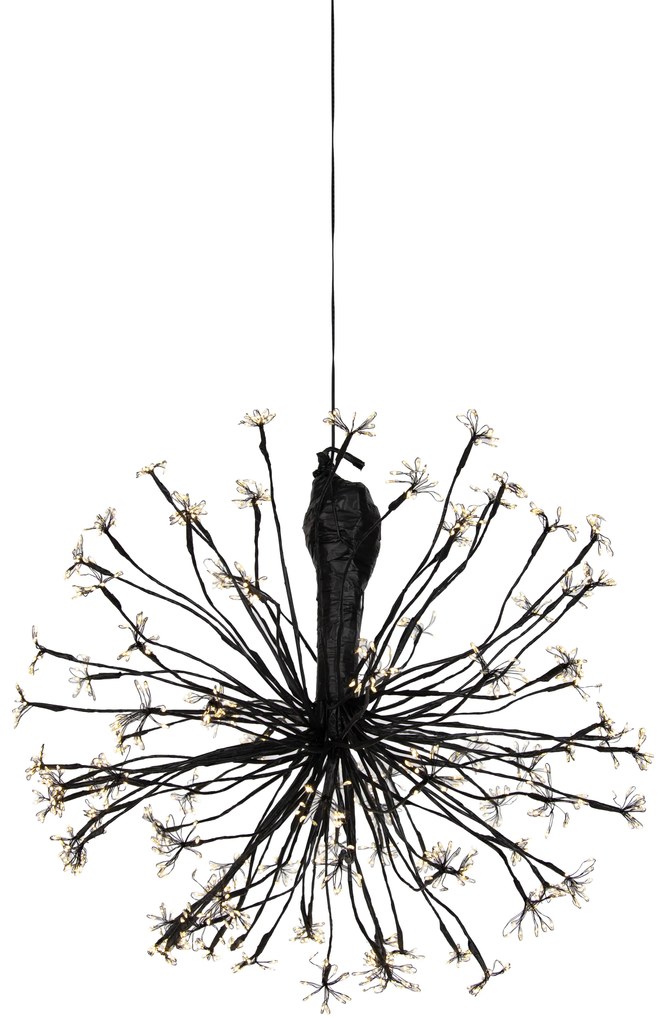 Kerst hanglamp bol zwart 60cm incl. LED met timer IP44 - Nobu