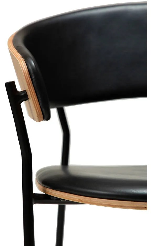 Goossens Eetkamerstoel Geneve zwart kunstleer met armleuning, modern design