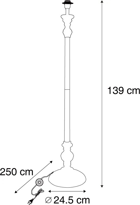 Klassieke vloerlamp zwart zonder kap - Classico