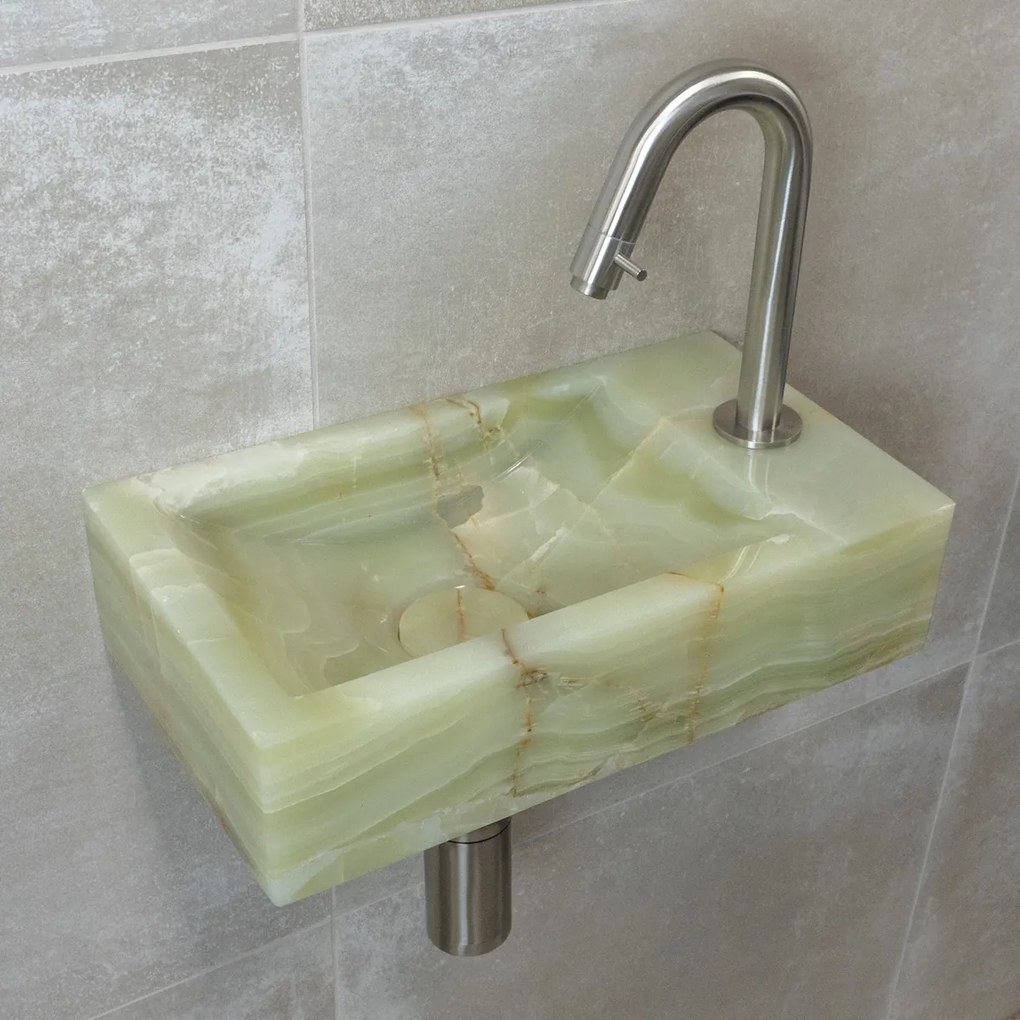 Saniclear Green Onyx fontein met kraangat rechts 39x22x10cm