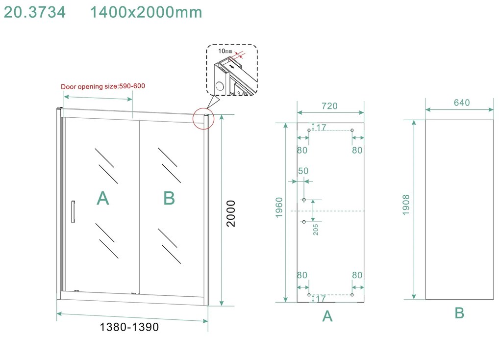 Mueller Manhattan schuifbare nisdeur 140x200cm mat zwart