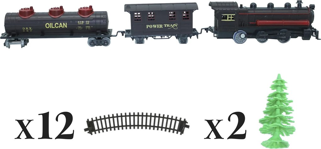 Fééric Lights and Christmas - Kerst treinset met animatie - 17-delig - zwart&amp;rood