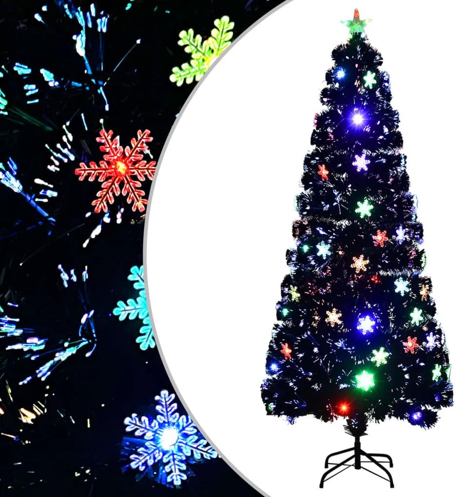 vidaXL Kerstboom met LED-sneeuwvlokken 210 cm glasvezel zwart