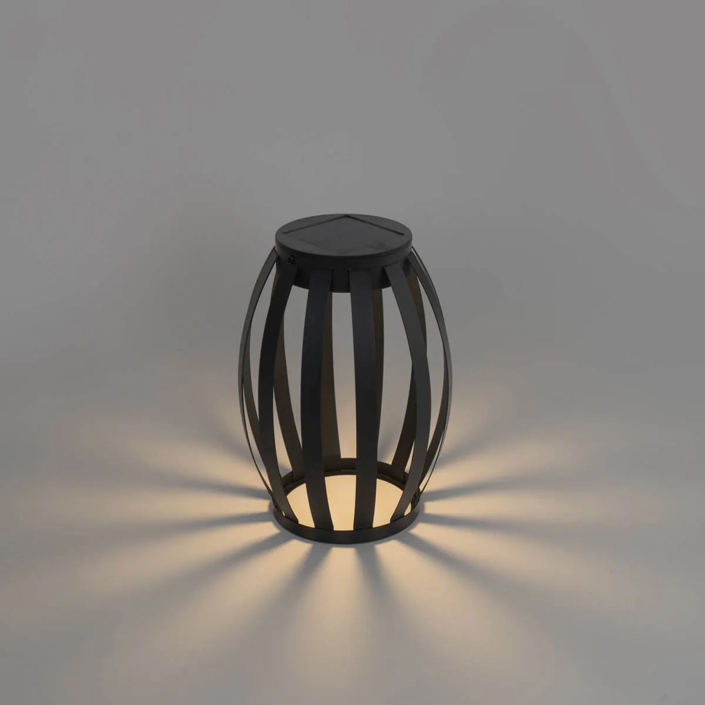 Buiten tafellamp zwart 3-staps dimbaar solar en oplaadbaar - Sheldon