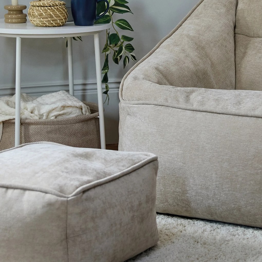 Natalia Chenille Armchair Bean Bag + Footstool