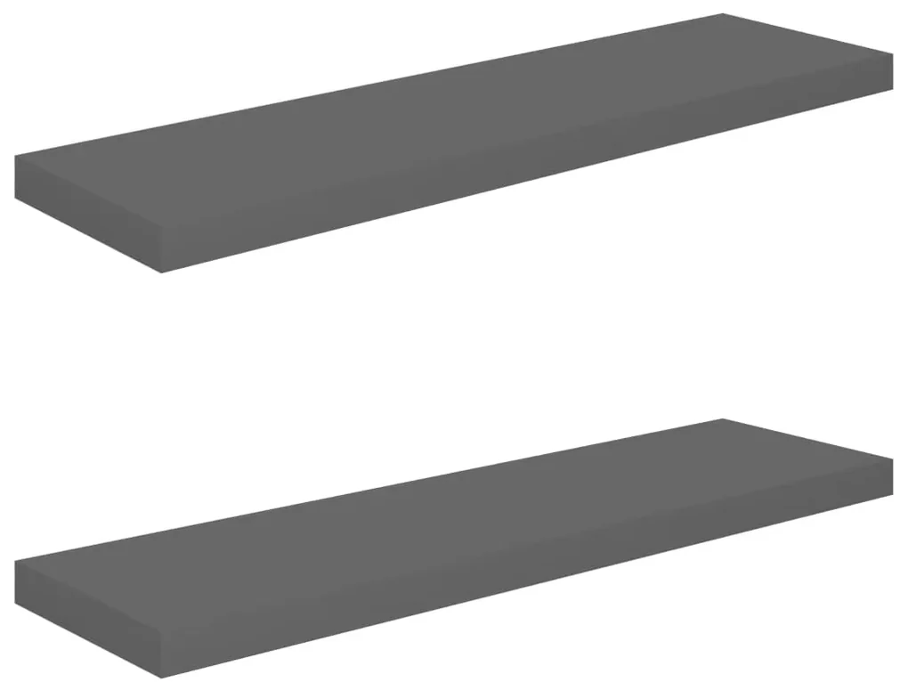 vidaXL Wandschappen zwevend 2 st 90x23,5x3,8 cm MDF hoogglans grijs