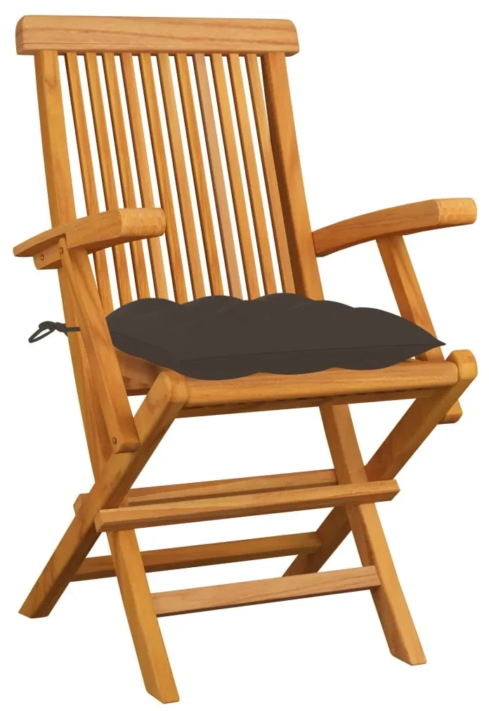 vidaXL Tuinstoelen 6 st met taupe kussens massief teakhout