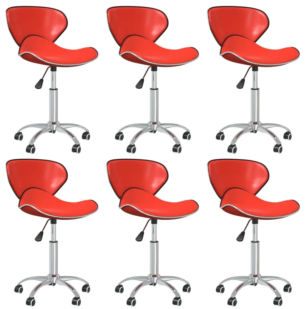 vidaXL Eetkamerstoelen draaibaar 6 st kunstleer rood