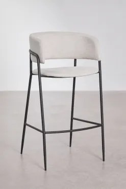 Set Van 2 Hoge Gestoffeerde Krukken Nalon Zwart & ↑75 Cm & Stof Gebroken Wit - Sklum
