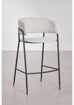 Verpakking Van 2 Nalon Gestoffeerde Hoge Krukken ↑75 Cm & Zwart & Stof Gebroken Wit - Sklum