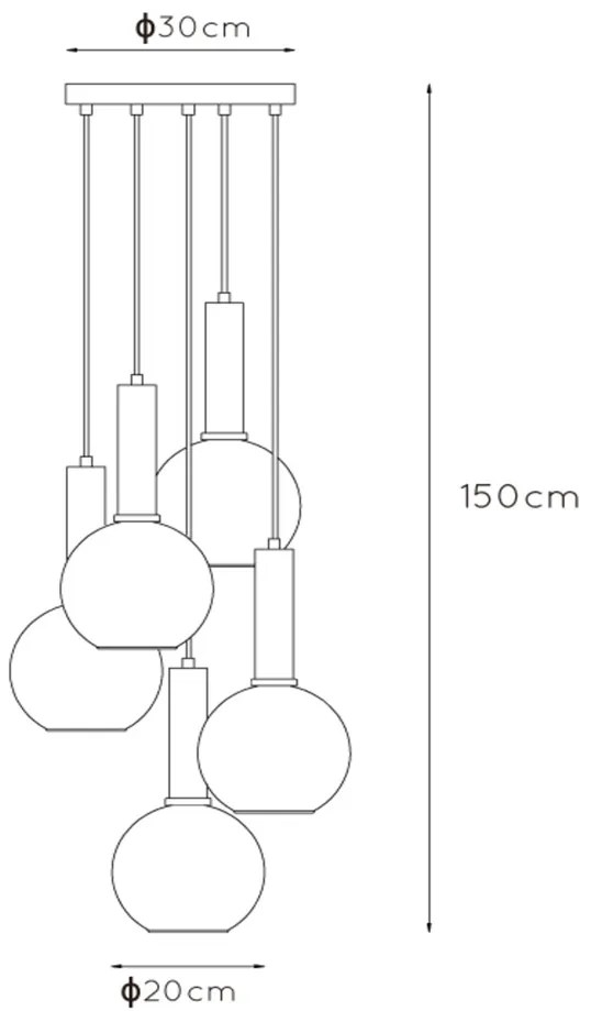 Lucide Marius hanglamp 55cm 5x E27 zwart